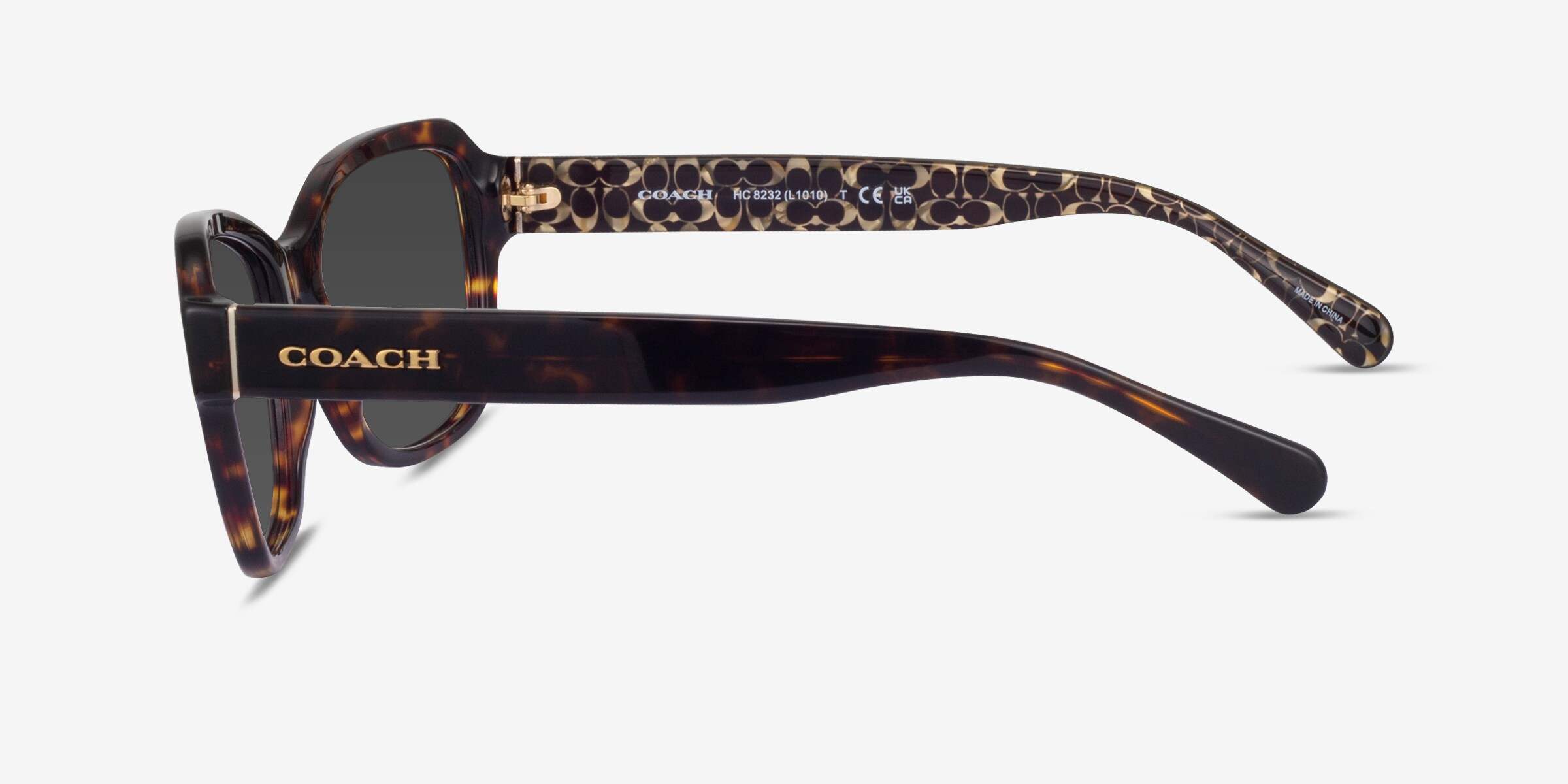 Coach HC8232 L1010 - Square Black Frame Prescription Sunglasses