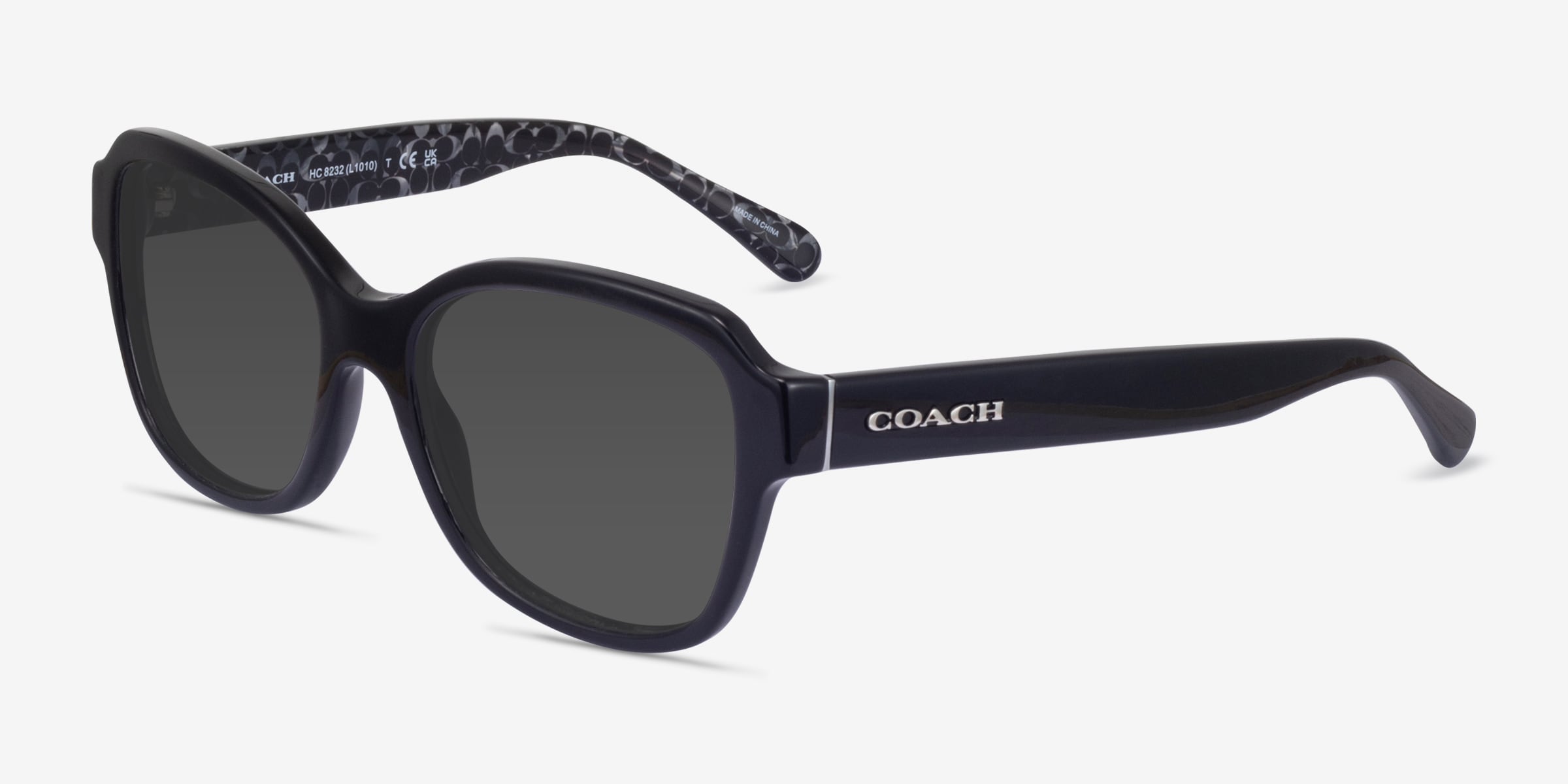Coach HC8232 L1010 - Square Black Frame Prescription Sunglasses