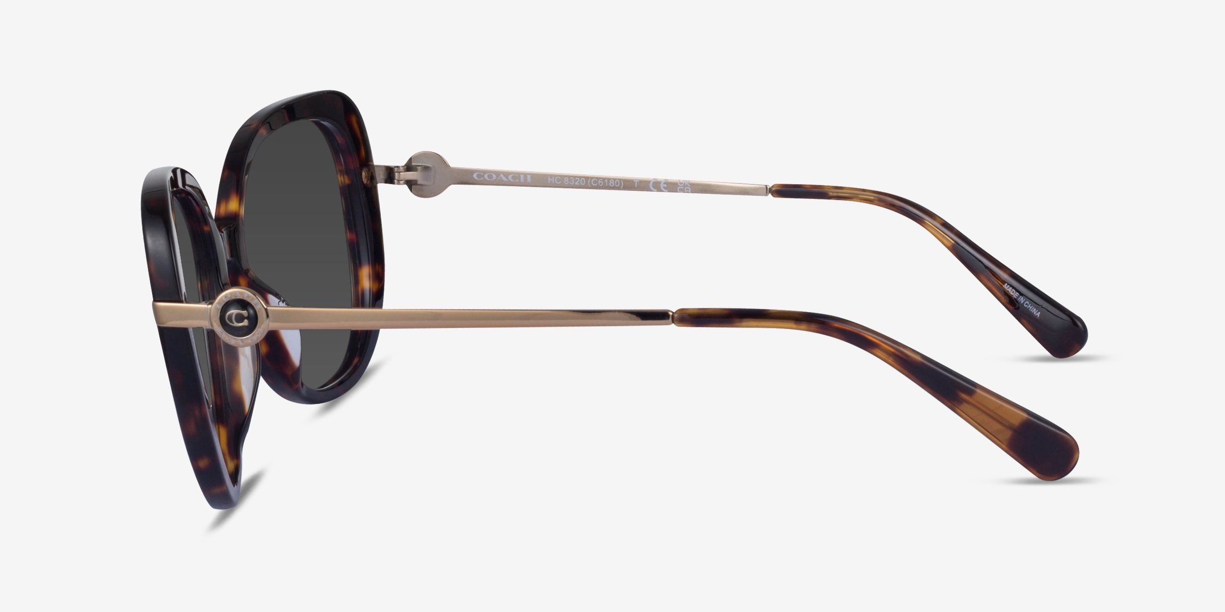 Coach HC8320 C6180 Women\'s Oversized Square Sunglasses -New Coach HC8320 C6180 - Carré Rose Tortoise Gradient Monture  main image 2