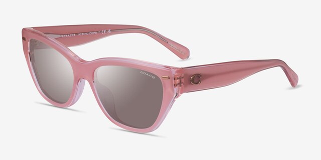 Coach HC8370U Ch570 Transparent Pink AcetateSunglass Frames from EyeBuyDirect, Angle View