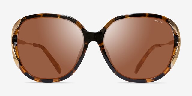 Coach HC8396U Cr620 Tortoise Gold PlasticSunglass Frames from EyeBuyDirect, Front View