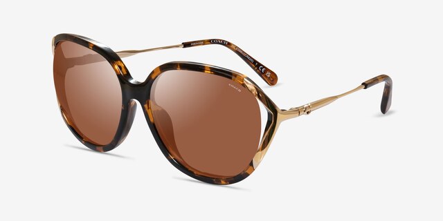 Coach HC8396U Cr620 Tortoise Gold PlasticSunglass Frames from EyeBuyDirect, Angle View