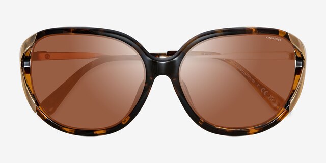 Coach HC8396U Cr620 Tortoise Gold PlasticSunglass Frames from EyeBuyDirect, Closed View