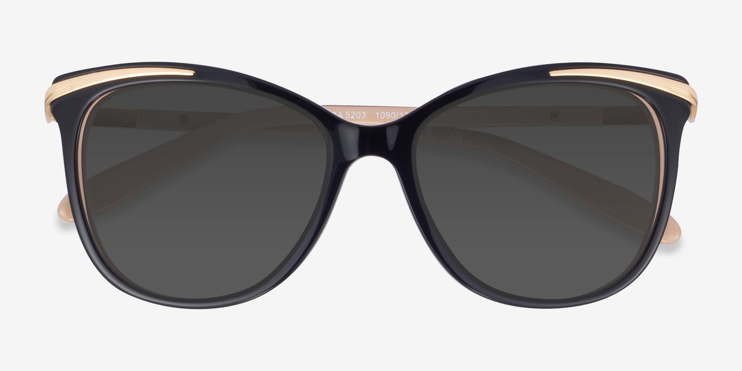 Ralph RA5203 Cat Eye Ivory Tortoise Gold Frame Sunglasses For