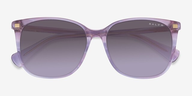 Ralph RA5293 Shiny Striped Purple AcetateSunglass Frames from EyeBuyDirect, Closed View