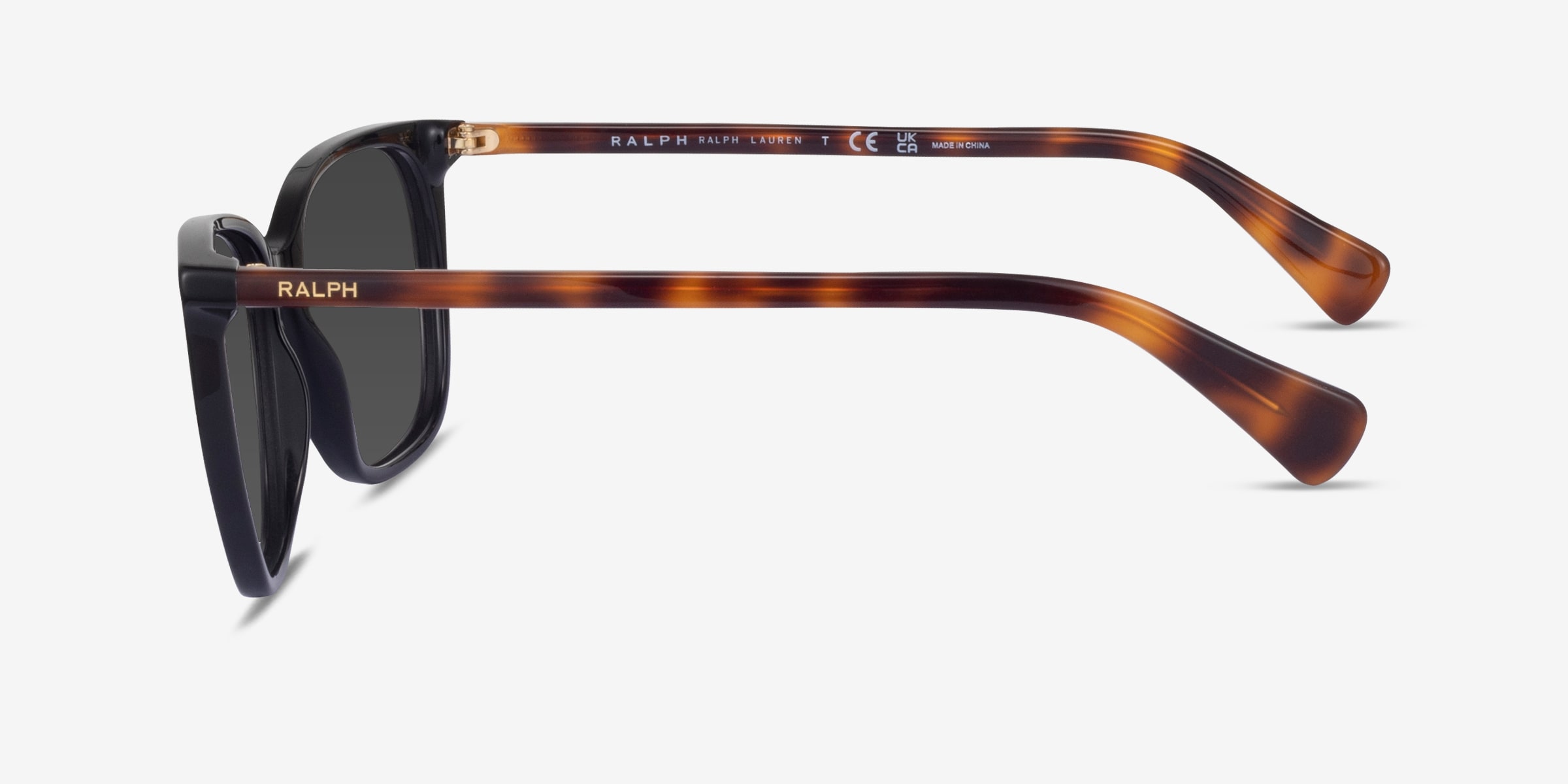 Ralph RA5293 - Square Shiny Black Frame Prescription Sunglasses