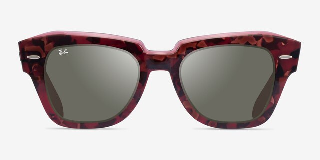 Ray-Ban State Street Floral Red AcetateSunglass Frames from EyeBuyDirect, Front View