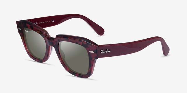 Ray-Ban State Street Floral Red AcetateSunglass Frames from EyeBuyDirect, Angle View