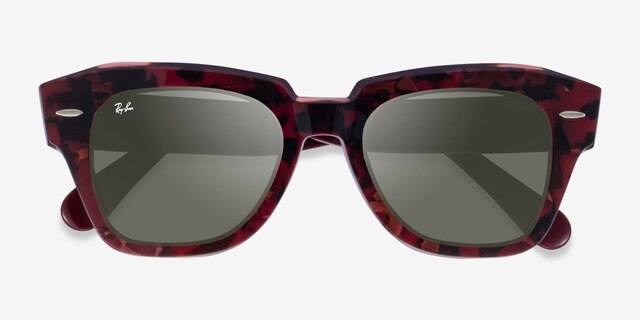 Ray-Ban State Street Floral Red AcetateSunglass Frames from EyeBuyDirect, Closed View