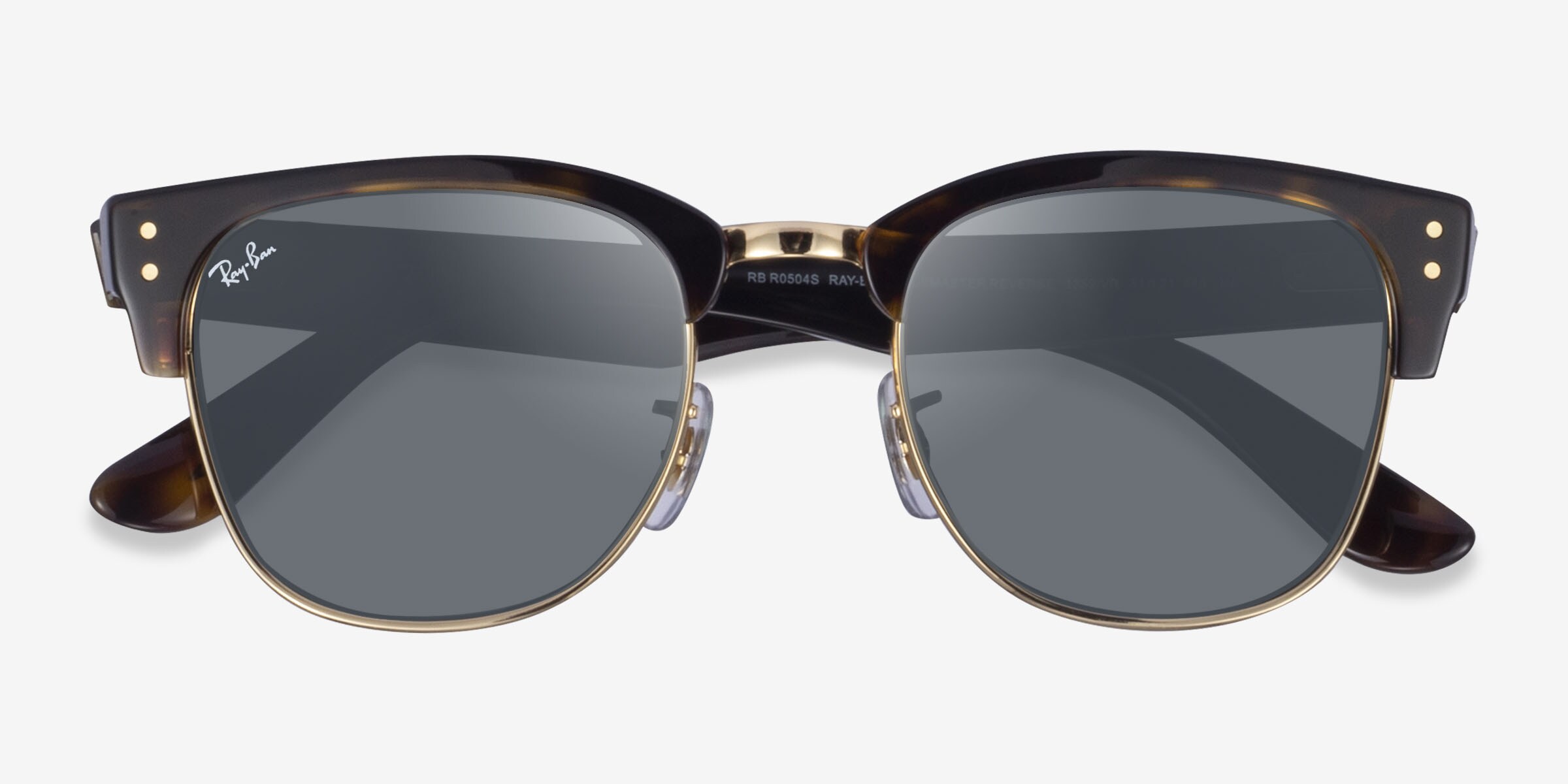 Ray-Ban Clubmaster Reverse Sunglasses Tortoise & Gold w/ Green Lenses & Case Ray-Ban Clubmaster Reverse - Browline Tortoise Gold Frame  main image 4