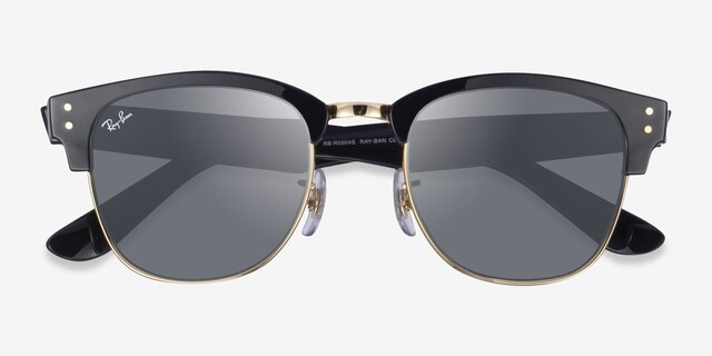 Ray-Ban Clubmaster Reverse Gold Black AcetateSunglass Frames from EyeBuyDirect, Closed View