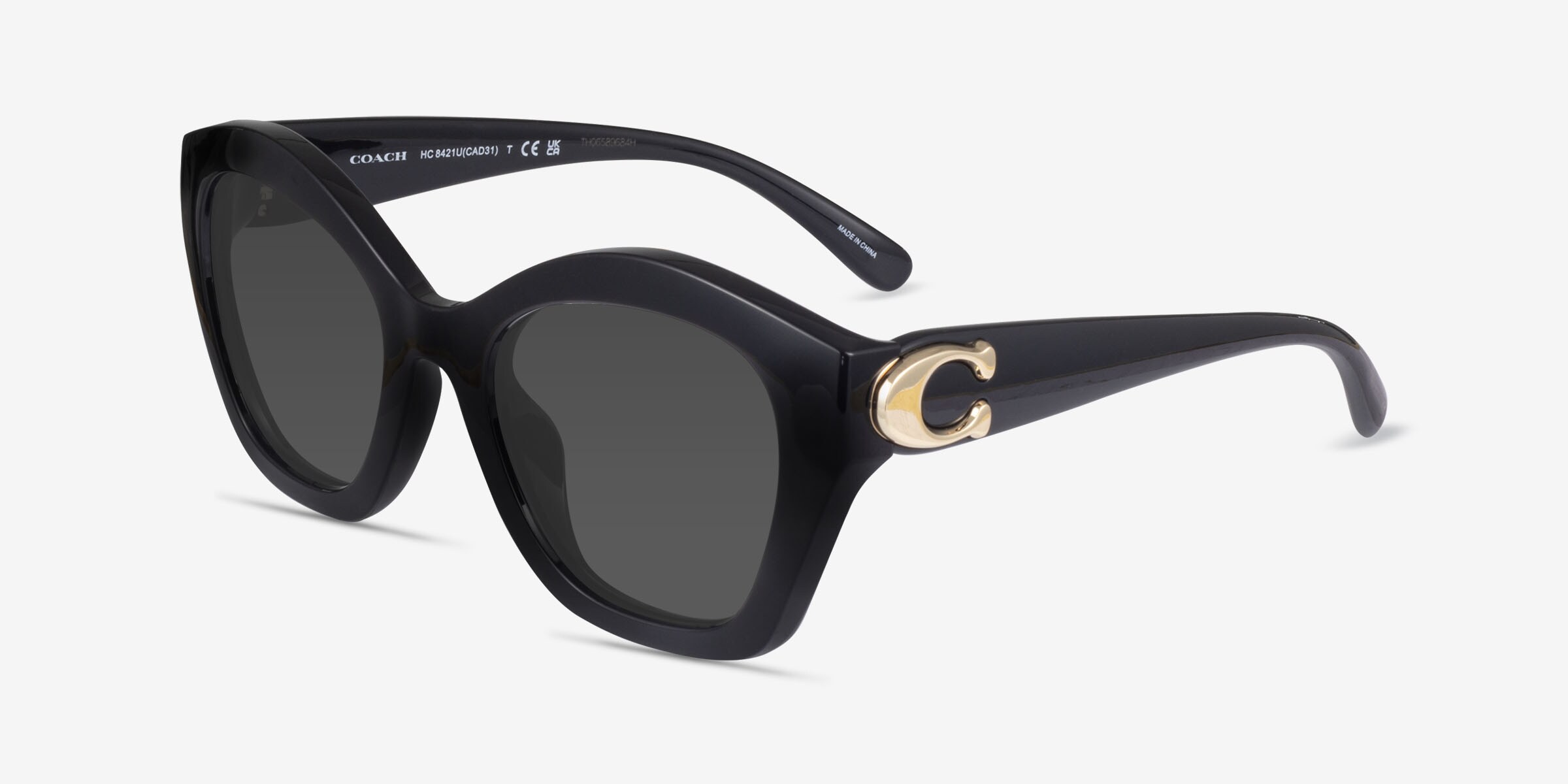 Coach HC8421U CAD31 - Cat Eye Black Frame Sunglasses For  display picture 1