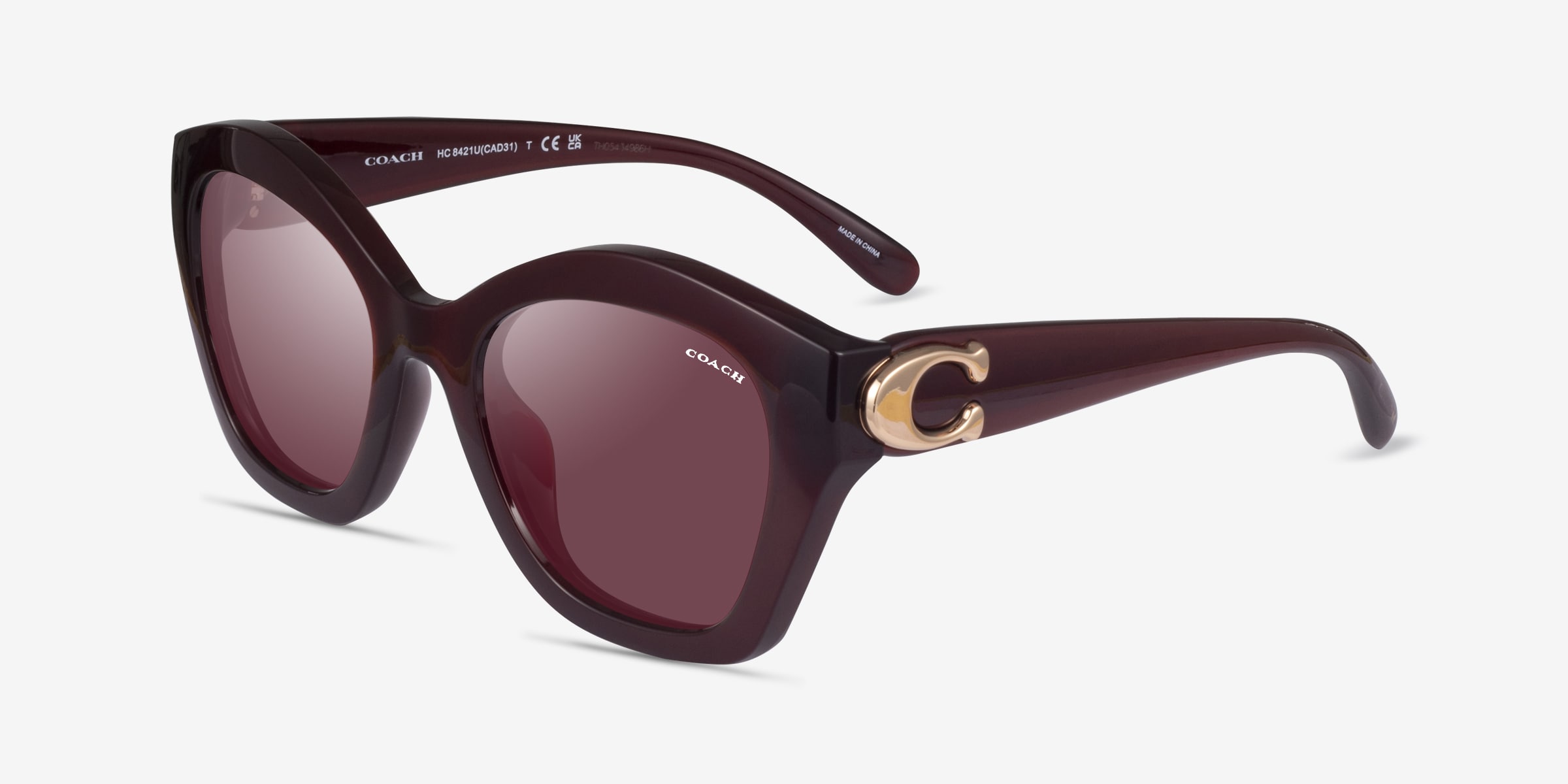 New Coach Oversized Cat Eye Sunglasses with Case & Cloth HC 8431U (CAE82) Coach CAD31 L (54 - 22) with Grey lenses and Black frame  main image 2