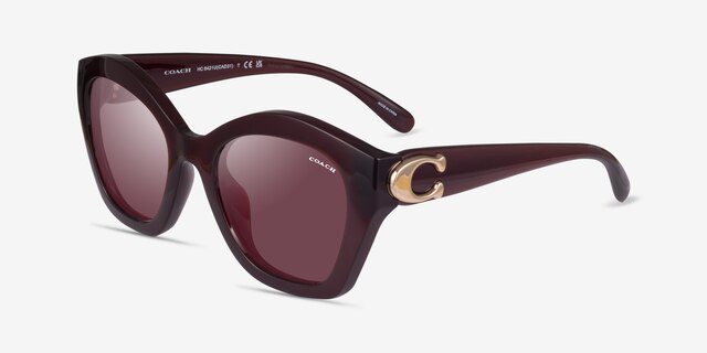 Coach HC8421U Cad31 Milky Burgundy PlasticSunglass Frames from EyeBuyDirect, Angle View