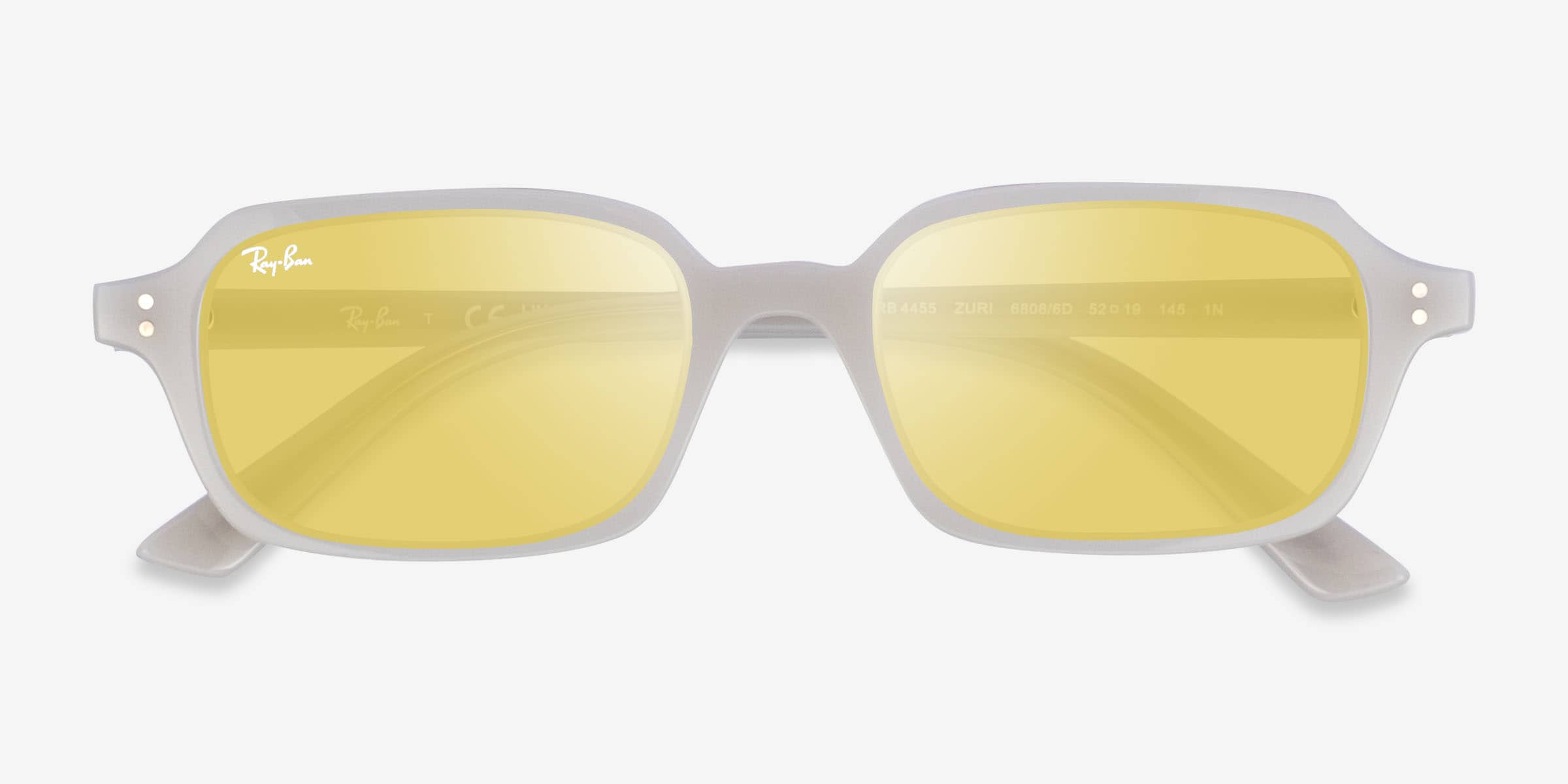 ホワイトファントム✨ キャルコパライト（黄銅鉱）入り　クリスタル　レインボー Ray-Ban RB4455 Zuri - Rectangle White Frame Sunglasses For Women