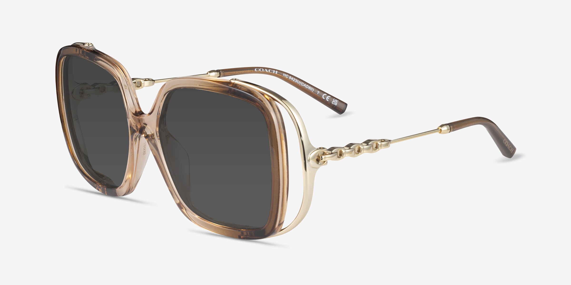 Coach Brown Oversized Sunglasses with Gradient Lenses Amazon.com: COACH Sunglasses HC 7161 900513 Shiny Light Gold  main image 4
