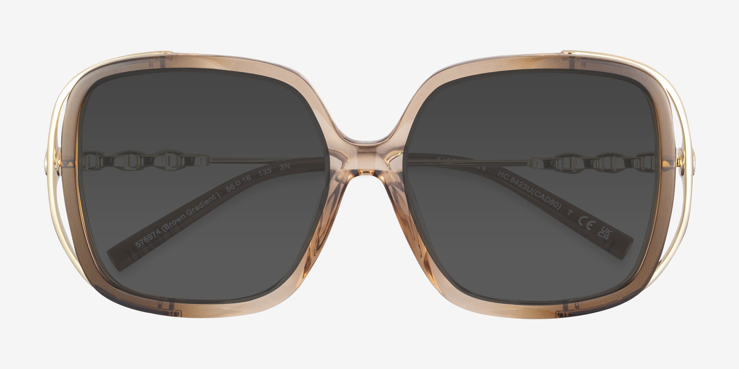 Coach HC8423U CAD80 - Square Brown Gradient Frame Sunglasses 