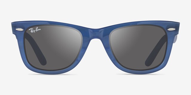 Ray-Ban RB2140 Wayfarer Photo Striped Blue AcetateSunglass Frames from EyeBuyDirect, Front View