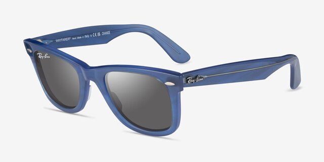 Ray-Ban RB2140 Wayfarer Photo Striped Blue AcetateSunglass Frames from EyeBuyDirect, Angle View