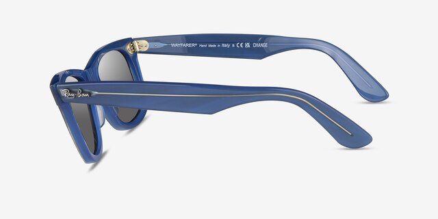 Ray-Ban RB2140 Wayfarer Photo Striped Blue AcetateSunglass Frames from EyeBuyDirect, Side View