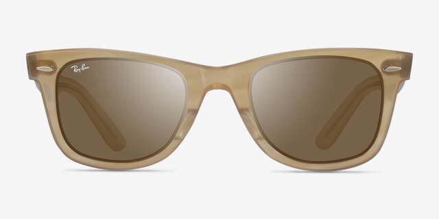 Ray-Ban RB2140 Wayfarer Photo Striped Brown AcetateSunglass Frames from EyeBuyDirect, Front View