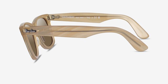 Ray-Ban RB2140 Wayfarer Photo Striped Brown AcetateSunglass Frames from EyeBuyDirect, Side View