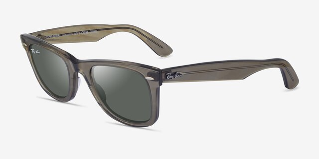 Ray-Ban RB2140 Wayfarer Photo Striped Gray AcetateSunglass Frames from EyeBuyDirect, Angle View