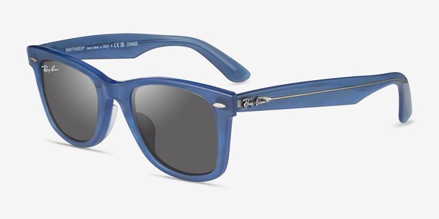 Ray-Ban RB2140F Photo Striped Blue AcetateSunglass Frames from EyeBuyDirect, Angle View