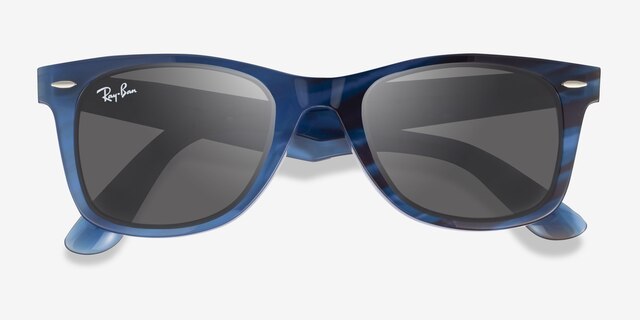 Ray-Ban RB2140F Photo Striped Blue AcetateSunglass Frames from EyeBuyDirect, Closed View