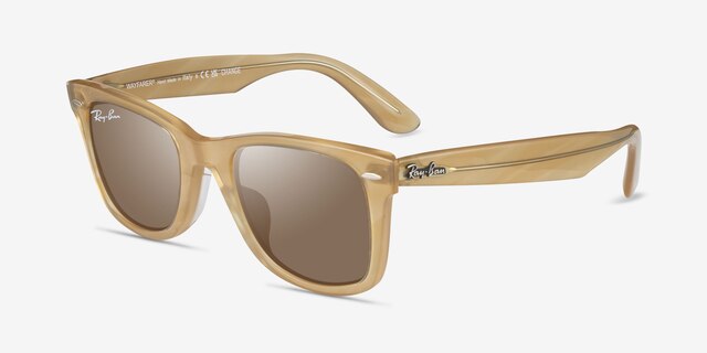 Ray-Ban RB2140F Photo Striped Brown AcetateSunglass Frames from EyeBuyDirect, Angle View
