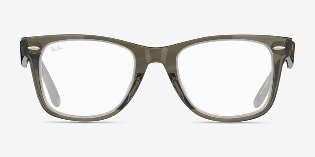 Ray-Ban RB2140F Wayfarer Change Photo Striped Gray AcetateSunglass Frames from EyeBuyDirect, Front View