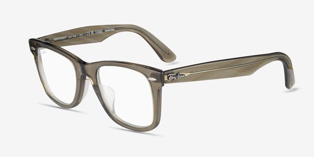 Ray-Ban RB2140F Wayfarer Change Photo Striped Gray AcetateSunglass Frames from EyeBuyDirect, Angle View
