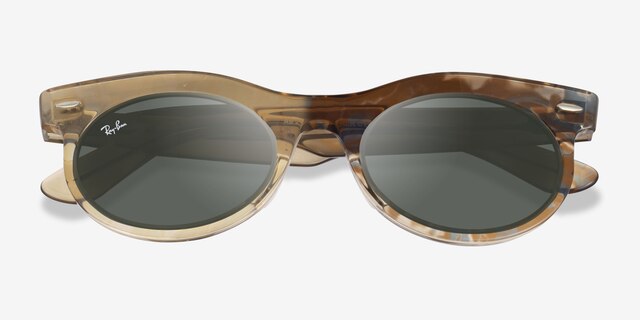 Ray-Ban RB2242 Photo Waves Brown PlastiqueSoleil de Lunette de vue d'EyeBuyDirect, Vue Rapprochée