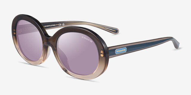 Coach HC8337U C7992 Transparent Brown Gradient AcetateSunglass Frames from EyeBuyDirect, Angle View