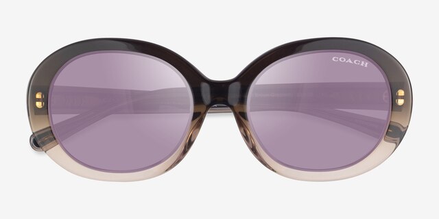 Coach HC8337U C7992 Transparent Brown Gradient AcetateSunglass Frames from EyeBuyDirect, Closed View