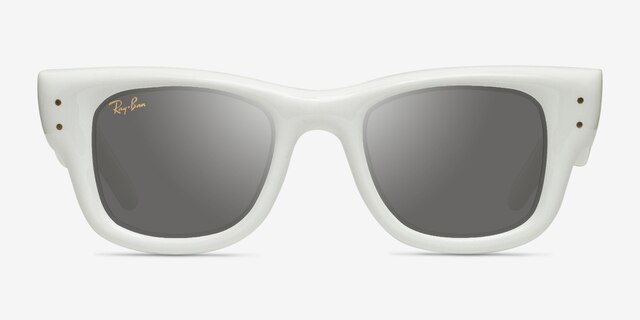Ray-Ban Wayfarer Puffer Polished White PlasticSunglass Frames from EyeBuyDirect, Front View