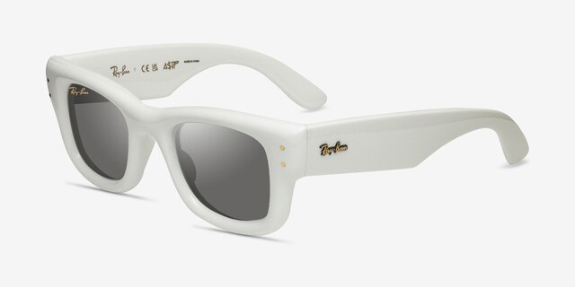 Ray-Ban Wayfarer Puffer Polished White PlasticSunglass Frames from EyeBuyDirect, Angle View