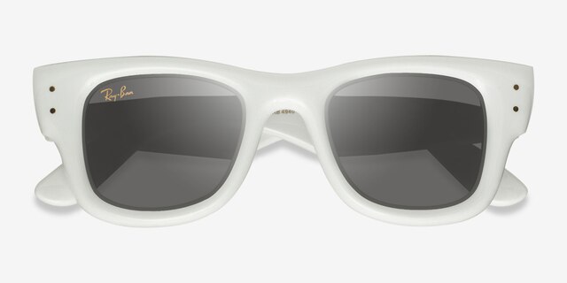 Ray-Ban Wayfarer Puffer Polished White PlasticSunglass Frames from EyeBuyDirect, Closed View