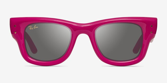 Ray-Ban Wayfarer Puffer Polished Fucsia PlastiqueSoleil de Lunette de vue d'EyeBuyDirect, Vue de Face