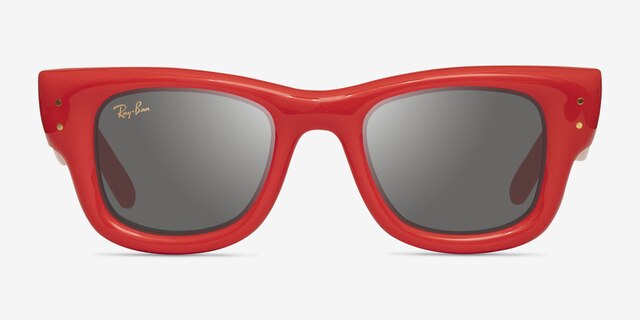 Ray-Ban Wayfarer Puffer Polished Red PlasticSunglass Frames from EyeBuyDirect, Front View