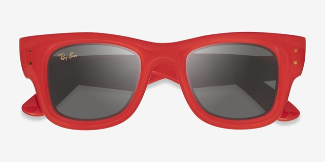 Ray-Ban Wayfarer Puffer Polished Red PlasticSunglass Frames from EyeBuyDirect, Closed View