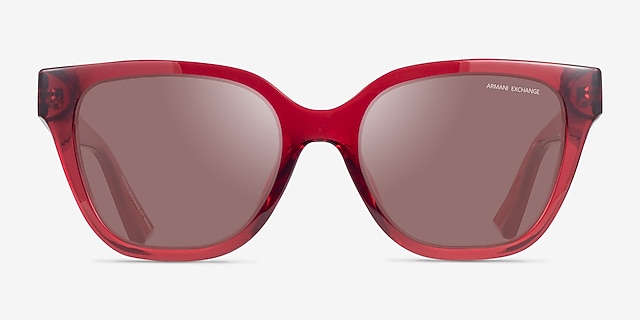 Armani Exchange AX4164SU Shiny Transparent Cherry Eco-friendlySunglass Frames from EyeBuyDirect, Front View