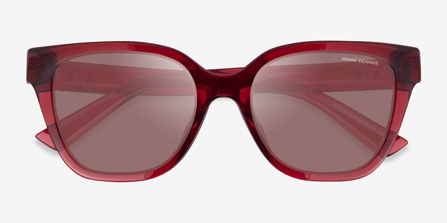 Armani Exchange AX4164SU Shiny Transparent Cherry Eco-friendlySunglass Frames from EyeBuyDirect, Closed View