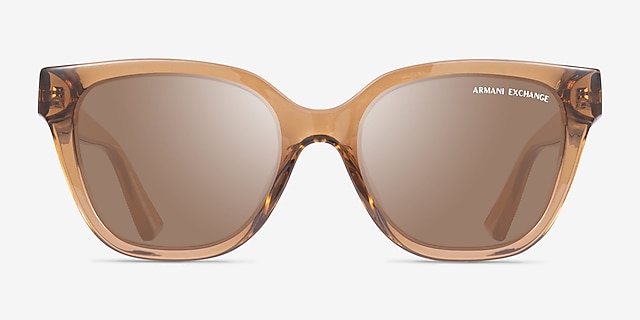Armani Exchange AX4164SU Shiny Transparent Brown Eco-friendlySunglass Frames from EyeBuyDirect, Front View
