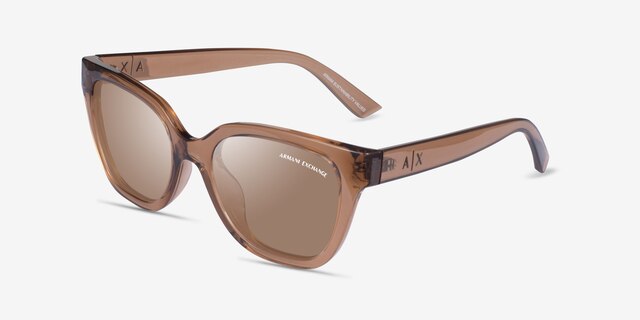 Armani Exchange AX4164SU Shiny Transparent Brown Eco-friendlySunglass Frames from EyeBuyDirect, Angle View