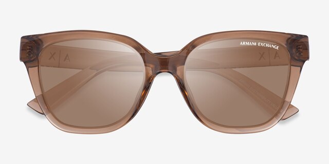 Armani Exchange AX4164SU Shiny Transparent Brown Eco-friendlySunglass Frames from EyeBuyDirect, Closed View