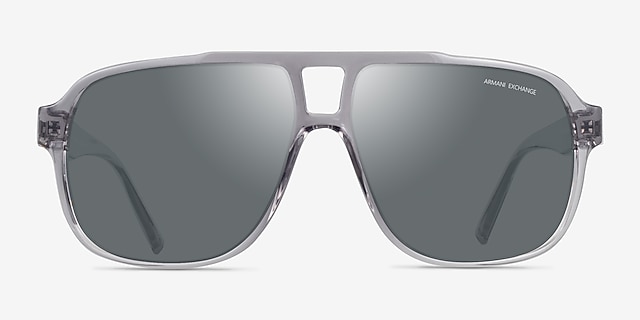 Armani Exchange AX4104S Shiny Transparent Gray Eco-friendlySunglass Frames from EyeBuyDirect, Front View