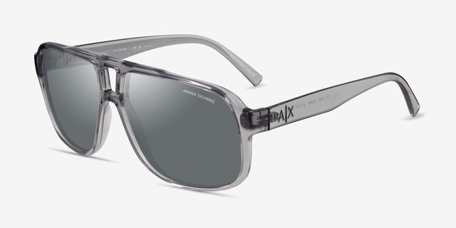 Armani Exchange AX4104S Shiny Transparent Gray Eco-friendlySunglass Frames from EyeBuyDirect, Angle View