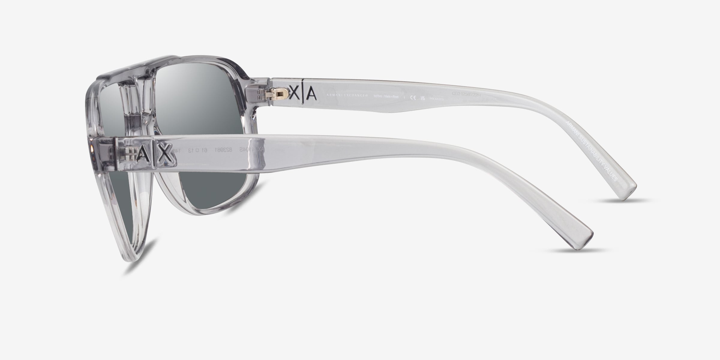 Armani Exchange AX4104S - Aviator Shiny Transparent Gray 