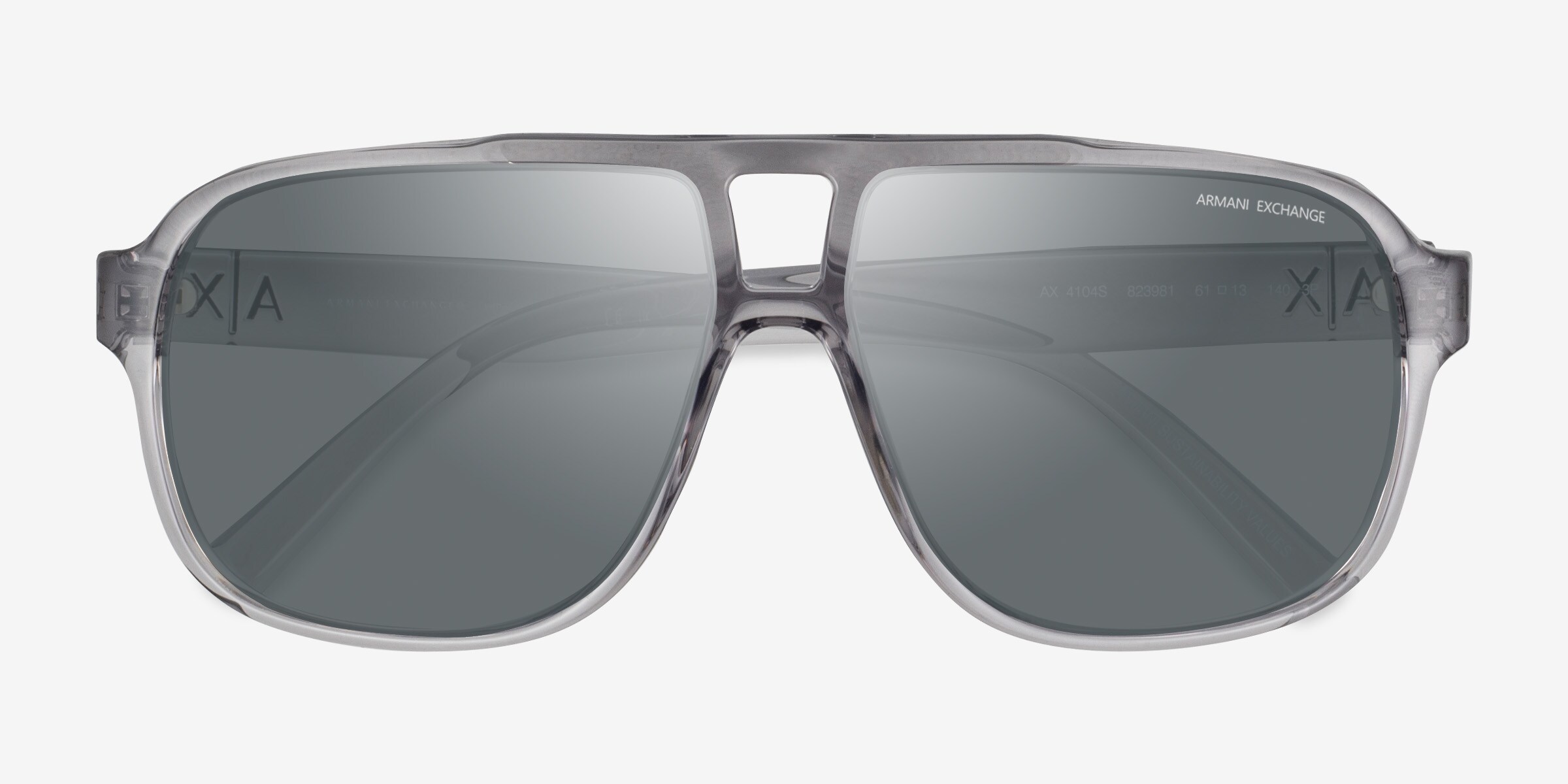 Armani Exchange AX4104S - Aviator Shiny Transparent Gray  display picture 3